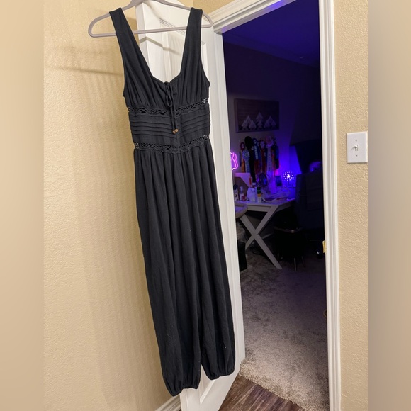 FP Beach crochet cutout livin lovely harem jumpsuit black - Picture 3 of 6